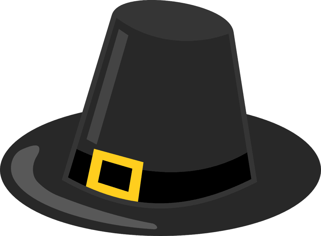 A black hat in the Pilgrim style